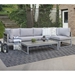 4-Piece Aluminum Outdoor Patio Conversation Set with Cushions - Grey - WEF2342