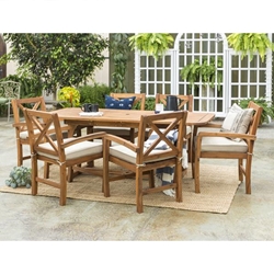 Patio 7 Piece Dining Table Set - Brown 