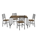 5-Piece Industrial Angle Iron Dining Set - Reclaimed Barnwood - WEF2367