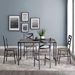 5-Piece Angle Iron Dining Set With X Back Chairs - Grey Wash - WEF2368
