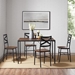 5-Piece Angle Iron Dining Set With X Back Chairs- Dark Walnut - WEF2370
