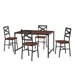 5-Piece Angle Iron Dining Set With X Back Chairs- Dark Walnut - WEF2370