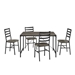 5-Piece Rustic Angle Iron Table With Slat Back Chairs - Grey Wash - WEF2374
