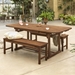 3-Piece Acacia Wood Outdoor Patio Dining Set - Dark Brown - WEF2376