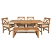 6-Piece X-Back Acacia Wood Outdoor Patio Dining Set with Cushions - Brown - WEF2393