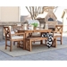 6-Piece X-Back Acacia Wood Outdoor Patio Dining Set with Cushions - Brown - WEF2393