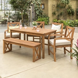 Patio 6 Piece Dining Table Set - Brown 