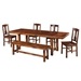 6-Piece Wood Dining Set - Distressed Dark Oak - WEF2434
