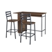 3 Piece Drop Leaf Counter Table Set - Dark Walnut - WEF2459