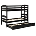Solid Wood Twin over Twin Bunk Bed & Storage & Trundle Bed - Black - WEF2466