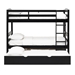 Solid Wood Twin over Twin Bunk Bed & Storage & Trundle Bed - Black - WEF2466
