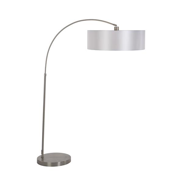 One Light Arc Floor Lamp - Satin Steel - Style A 