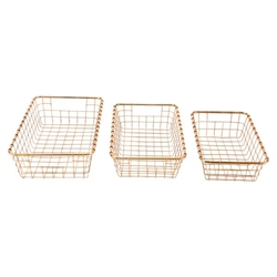 Set Of 3 Baskets Gold 