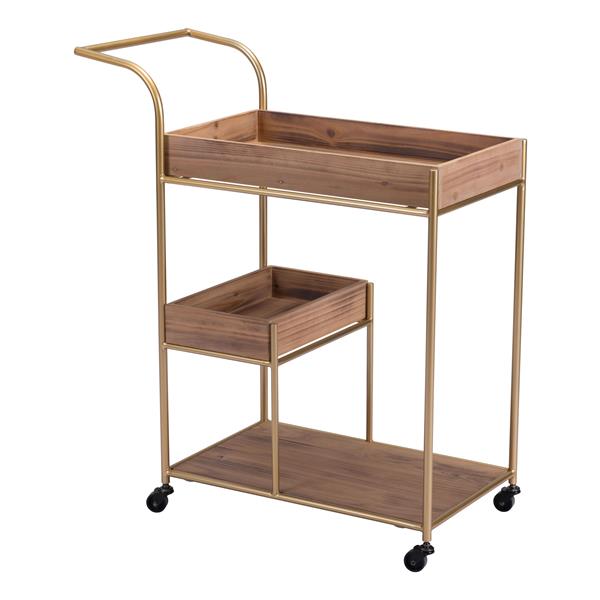 Bar Cart With Tray Brown 