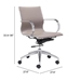 Glider Low Back Office Chair Taupe - ZUO3871