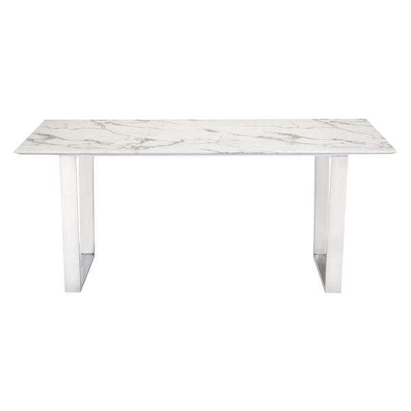 Atlas Dining Table Stone & Brushed Stainless Steel 