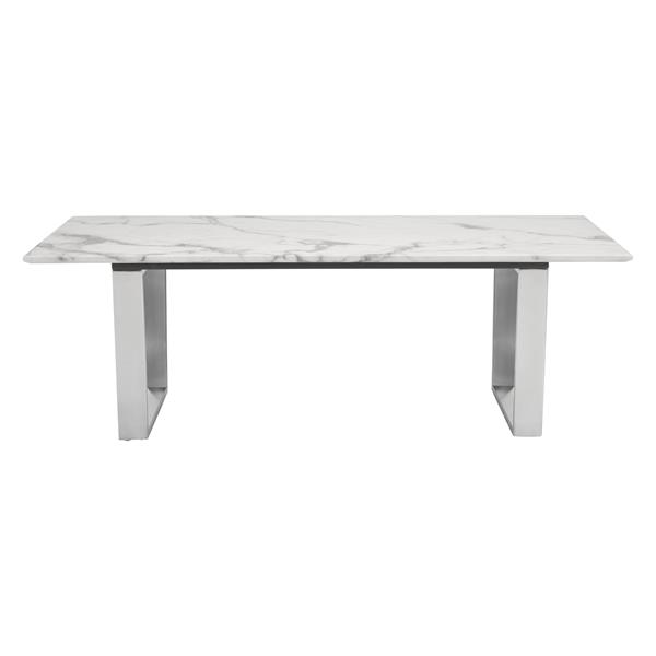 Atlas Coffee Table Stone & Brushed Stainless Steel 