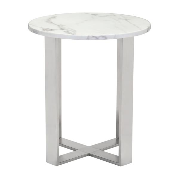 Atlas End Table Stone & Brushed Stainless Steel 
