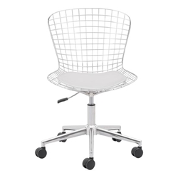 Wire Office Chair Chrome With White Cushion 
