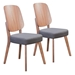 Alberta Dining Chair Walnut & Dark Gray - Set of 2 - ZUO4073