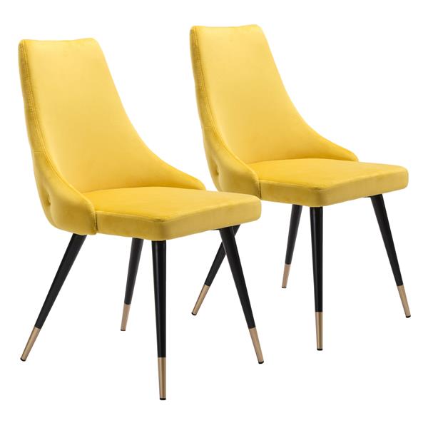 Piccolo Dining Chair Yellow Velvet - Set of 2 