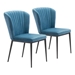 Tolivere Dining Chair Blue Velvet - Set of 2 - ZUO4156