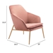 Debonair Arm Chair Pink Velvet - ZUO4189