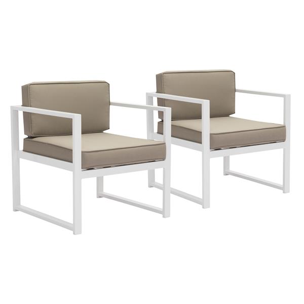 Golden Beach Middle Chair White & Taupe - Set of 2 