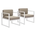 Golden Beach Middle Chair White & Taupe - Set of 2 - ZUO4462