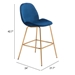 Siena Bar Chair Dark Blue Velvet - Set of 2 - ZUO4574