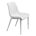 Magnus Dining Chair White & Brushed Stainless Steel - Set of 2 - ZUO4590