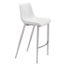 Magnus Bar Chair White &  Brushed Stainless Steel - Set of 2 - ZUO4595