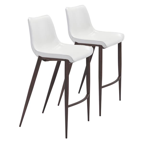 Magnus Bar Chair White & Walnut - Set of 2 