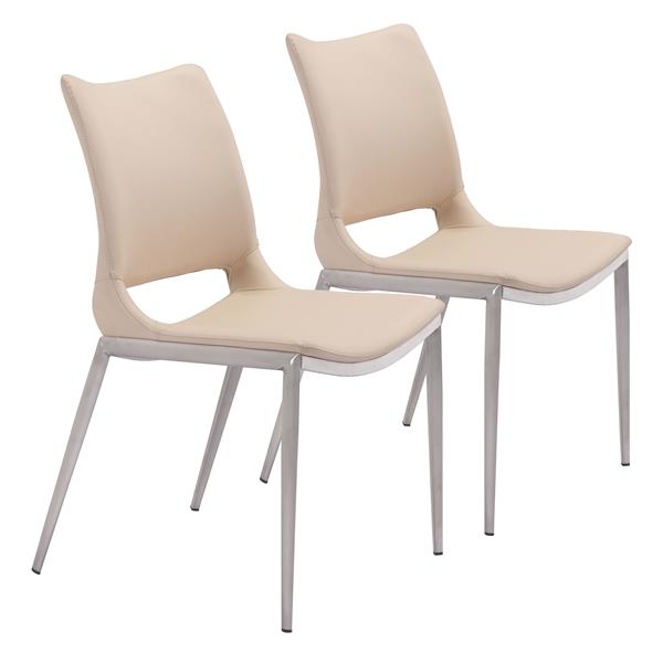 Ace Dining Chair Light Pink & Brushed Stainless Steel - Set of 2 