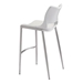 Ace Bar Chair White &  Brushed Stainless Steel - Set of 2 - ZUO4603
