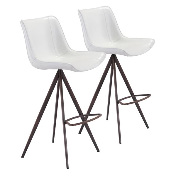 Aki Bar Chair White & Walnut - Set of 2 