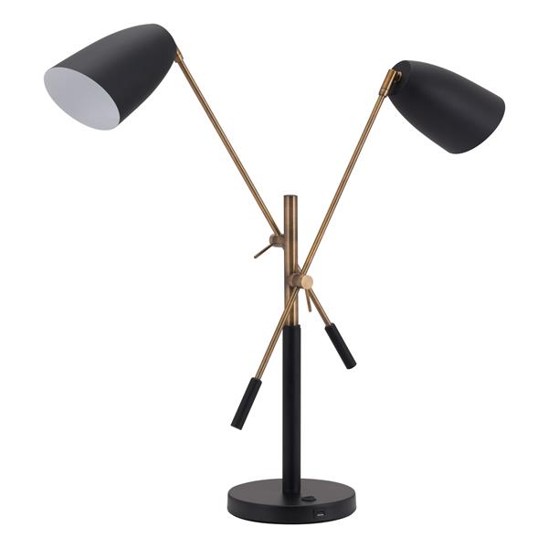 Tanner Matte Black and Brass Table Lamp 