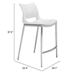 Ace White and Silver Counter Chair - Set of Two - ZUO4912