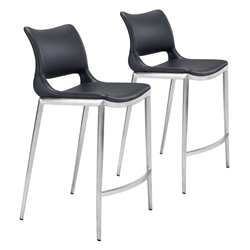 Ace Black and Silver Counter Chair - Set of Two 