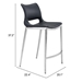 Ace Black and Silver Counter Chair - Set of Two - ZUO4913