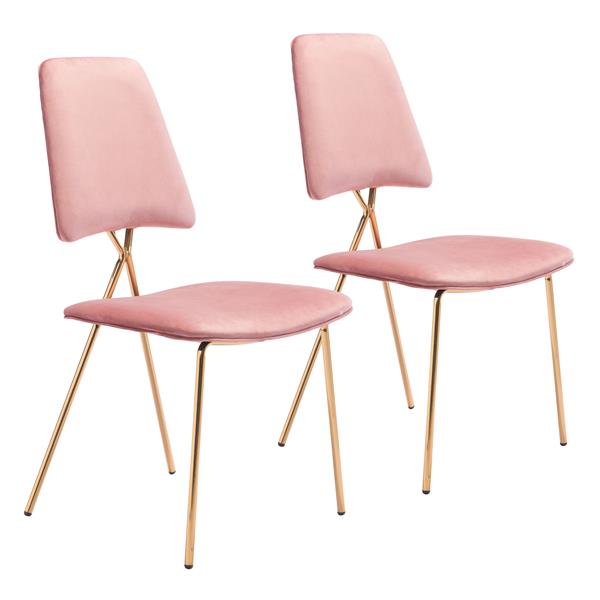 Chloe Pink and Gold Dining Chair - Set of Two 