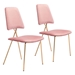 Chloe Pink and Gold Dining Chair - Set of Two - ZUO4933