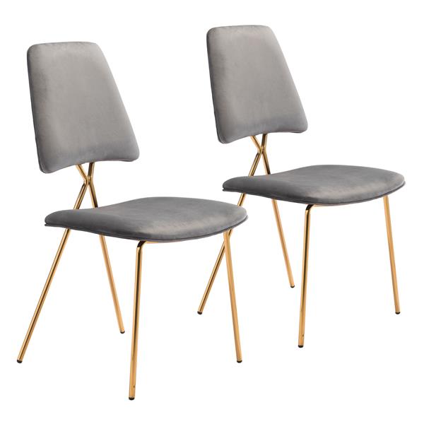 Chloe Gray and Gold Dining Chair - Set of Two 