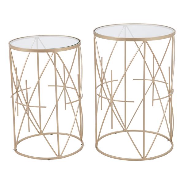 Hadrian Gold and Clear Side Tables - Set of Two 