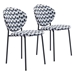 Clyde Geometric Print and Black Dining Chair - Set of Two - ZUO4975