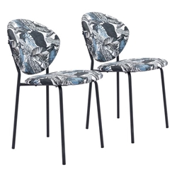 Clyde Leaf Print and Black Dining Chair - Set of Two 