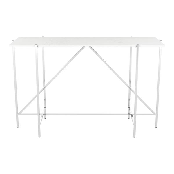 Titan Table White and Silver Marble Console 
