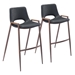 Desi Black Bar Chair - Set of Two - ZUO5025