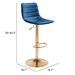 Prima Dark Blue and Gold Bar Chair - ZUO5103