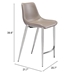 Magnus Gray and Silver Counter Chair - Set of Two - ZUO5273